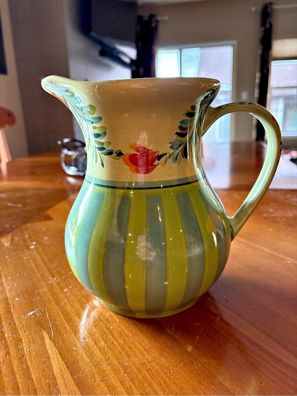 Gail Pittman pitcher Striped Ceramic Provence Green Southern Living At Home